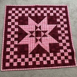 Handmade Small Quilt 39 x 39 Pink Star